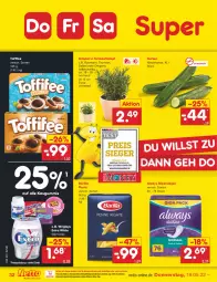 Gazetka promocyjna Netto Marken-Discount - Filial-Angebote - Gazetka - ważna od 21.05 do 21.05.2022 - strona 32 - produkty: Alwa, Always, asti, barilla, eis, gurke, gurken, kaugummi, kräuter, ndk, pasta, reis, rosmarin, slip, slipeinlagen, Ti, toffifee, topf