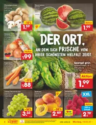 Gazetka promocyjna Netto Marken-Discount - Filial-Angebote - Gazetka - ważna od 21.05 do 21.05.2022 - strona 4 - produkty: aprikose, aprikosen, beere, beeren, braun, champignon, eis, himbeer, himbeere, himbeeren, melone, ndk, reis, Schal, Schale, spargel, spargel grün, suppe, suppen, Ti, trauben, wasser, wassermelone, zwiebel, zwiebeln