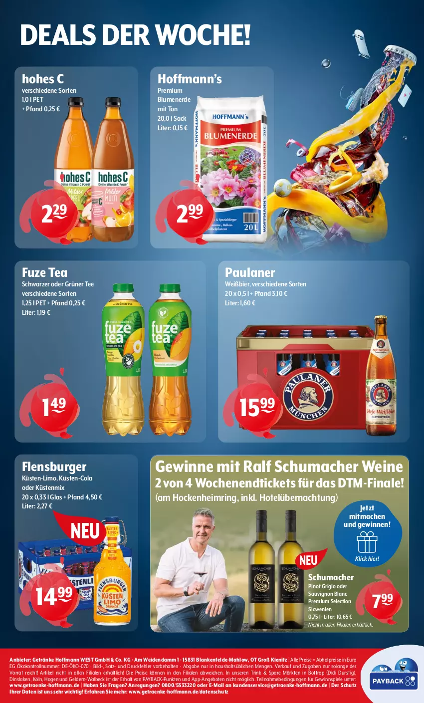 Aktueller Prospekt Getraenke Hoffmann - Prospekte - von 18.08 bis 23.08.2025 - strona 8 - produkty: abholpreise, angebot, angebote, bier, blume, blumen, blumenerde, burger, cola, eis, erde, flensburger, fuze tea, getränk, getränke, gewinnspiel, grüner tee, Hohes C, limo, mac, Paula, paulaner, payback, Pinot, pinot grigio, reis, ring, sac, sauvignon, sauvignon blanc, Spiele, tee, Ti, wein, weine