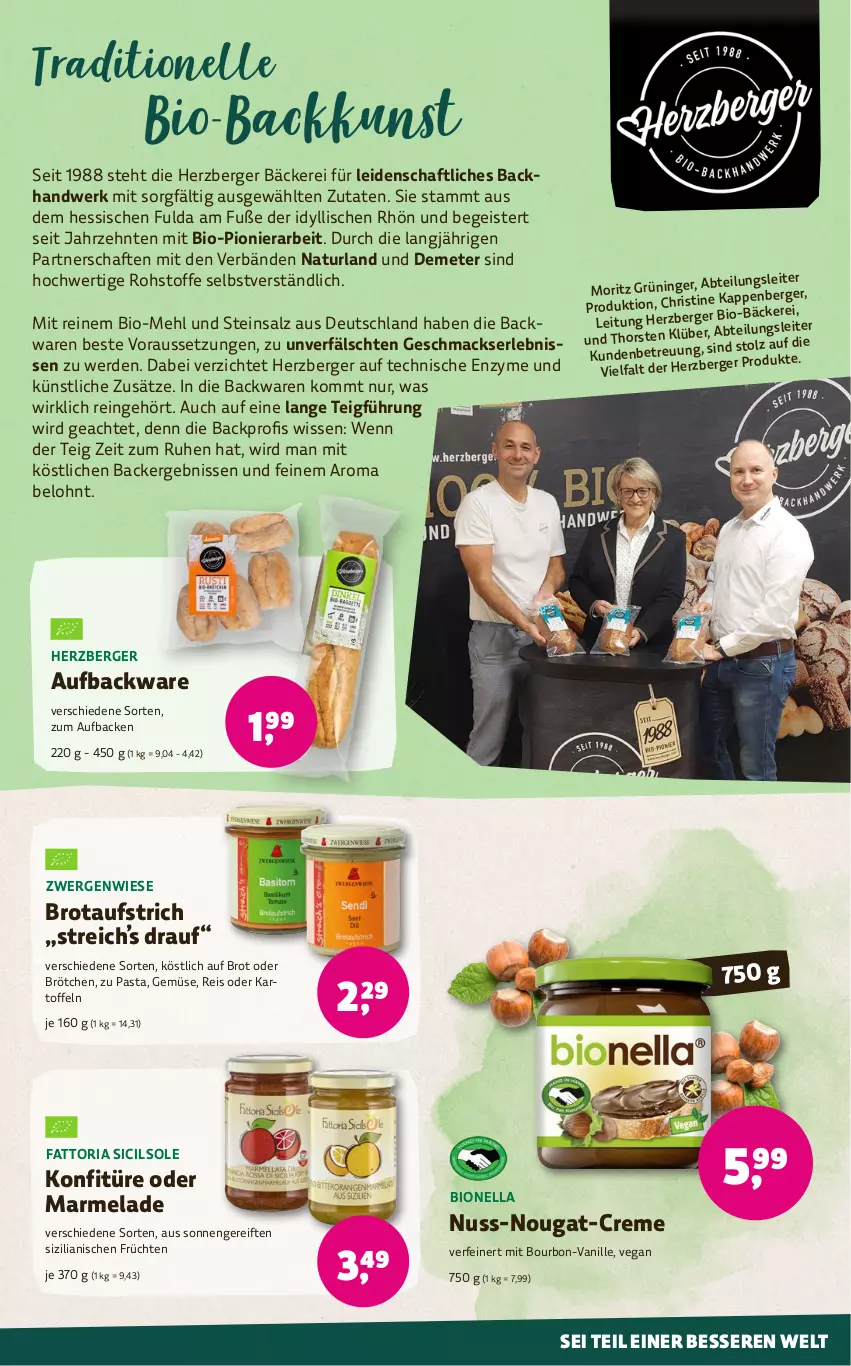 Aktueller Prospekt Denns Biomarkt - von 25.03 bis 09.04.2024 - strona 9 - produkty: Abtei, aufstrich, backwaren, Berger, bio, bourbon, brot, brotaufstrich, brötchen, creme, eis, elle, erde, früchte, früchten, Fulda, herzberger, kartoffel, kartoffeln, konfitüre, mac, marmelade, mehl, natur, naturland, nuss, nuss-nougat-creme, pasta, reis, Ria, salz, Ti, vanille