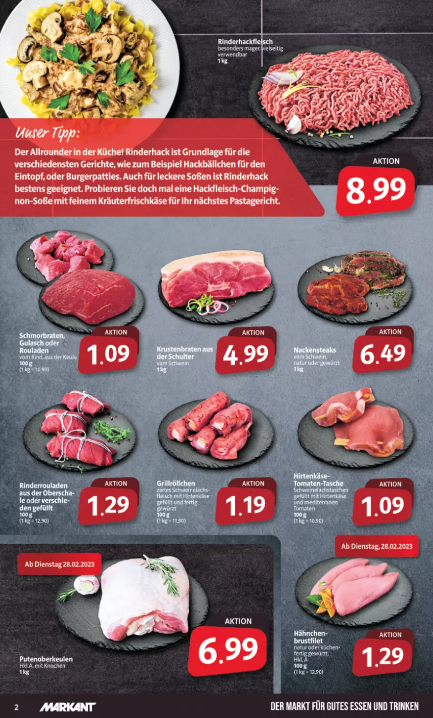 Aktueller Prospekt Markant - Prospekte - von 27.02 bis 04.03.2023 - strona 2 - produkty: bier, Biere, burger, eintopf, eis, fleisch, frischkäse, gutes essen, hackfleisch, Käse, kräuter, küche, pasta, Pastagericht, rind, rinder, rwe, Soße, tee, Ti, topf