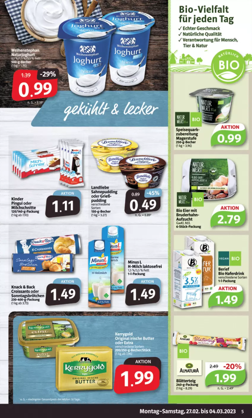 Aktueller Prospekt Markant - Prospekte - von 27.02 bis 04.03.2023 - strona 5 - produkty: Becher, bio, brötchen, butter, Croissant, croissants, drink, eier, eis, hafer, Haferdrink, Kinder, landliebe, mac, milch, Milchschnitte, natur, pingui, pudding, quark, sahne, Sonntagsbrötchen, speisequark, Ti, vollmilch