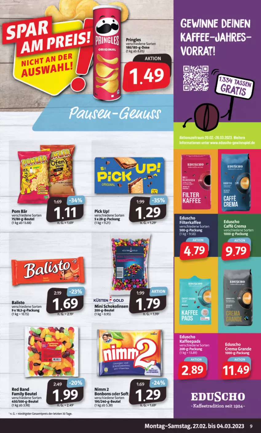 Aktueller Prospekt Markant - Prospekte - von 27.02 bis 04.03.2023 - strona 9 - produkty: balisto, beutel, bonbons, eduscho, eis, kaffee, linsen, nimm2, reis, schoko, Schokolinsen, Ti, ZTE