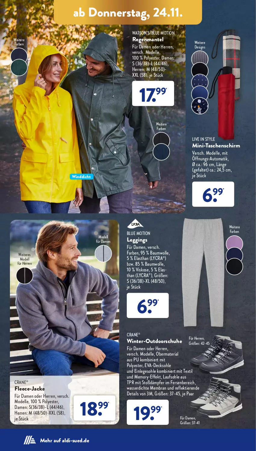 Aktueller Prospekt AldiSud - IN ZWEI WOCHEN - von 21.11 bis 26.11.2022 - strona 20 - produkty: aldi, auto, Bau, baumwolle, decksohle, dell, elle, gin, Jacke, leggings, Mantel, Mode, Ria, schuhe, Tasche, taschen, Ti, Tiere, wasser, wolle