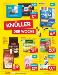 Gazetka promocyjna Netto Marken-Discount - Filial-Angebote - Gazetka - ważna od 07.01 do 07.01.2023 - strona 2 - produkty: batterie, batterien, bella crema, bestpreis, bohne, bohnen, caffe, duschdas, dusche, eis, espresso, grünländer, kaffee, kaffeebohnen, Kinder, kinder pingui, knorr, knorr fix, longlife, melitta, milch, Milchschnitte, ndk, oder espresso, pingui, reis, riegel, ritter, ritter sport, Sport, Ti