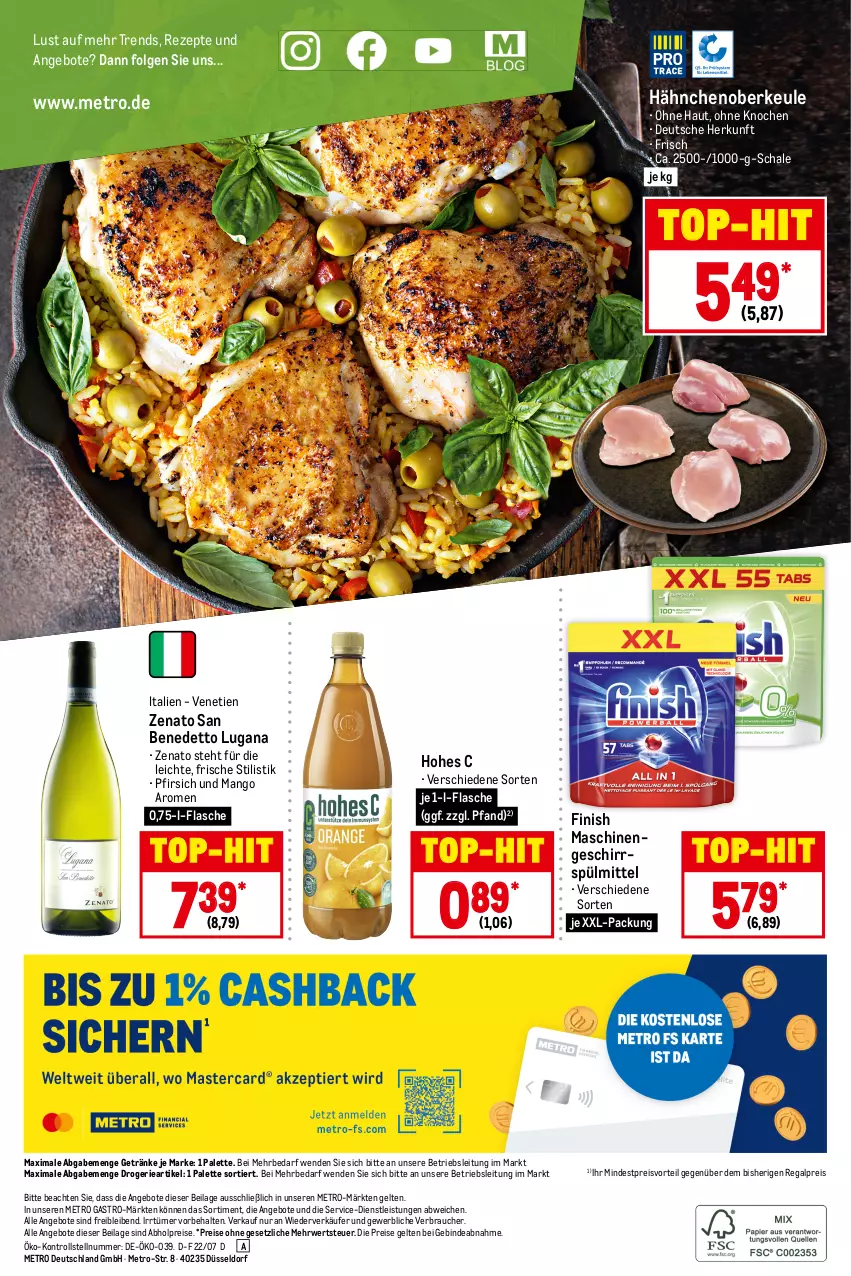 Aktueller Prospekt Metro - Food - von 28.07 bis 03.08.2022 - strona 20 - produkty: abholpreise, angebot, angebote, eis, Finish, flasche, geschirr, geschirrspülmittel, getränk, getränke, Hohes C, ilag, LG, mango, Metro, metro gastro, Palette, pfirsich, preisvorteil, Rauch, regal, reis, rezept, rezepte, rwe, Schal, Schale, spülmittel, Ti, top-hit, xxl-packung