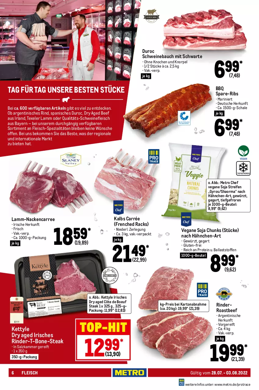 Aktueller Prospekt Metro - Food - von 28.07 bis 03.08.2022 - strona 6 - produkty: ball, Bau, beef, beko, beutel, blume, blumen, bratwurst, decke, eis, entrecôte, filet, fleisch, gewürz, gyros, kräuter, lamm, mac, Metro, prosciutto, prosciutto cotto, reifen, reis, rind, rinder, rinderfilet, Rindersteak, rindfleisch, ring, roastbeef, rostbratwurst, rum, rumpsteak, saft, salz, Schal, Schale, schnitten, schwein, schweine, Schweinebauch, schweinefleisch, sim, soja, Spezi, steak, steakhüfte, steaks, thüringer rostbratwurst, Ti, tisch, top-hit, wein, weine, wiener, wiener würstchen, wurst, würstchen