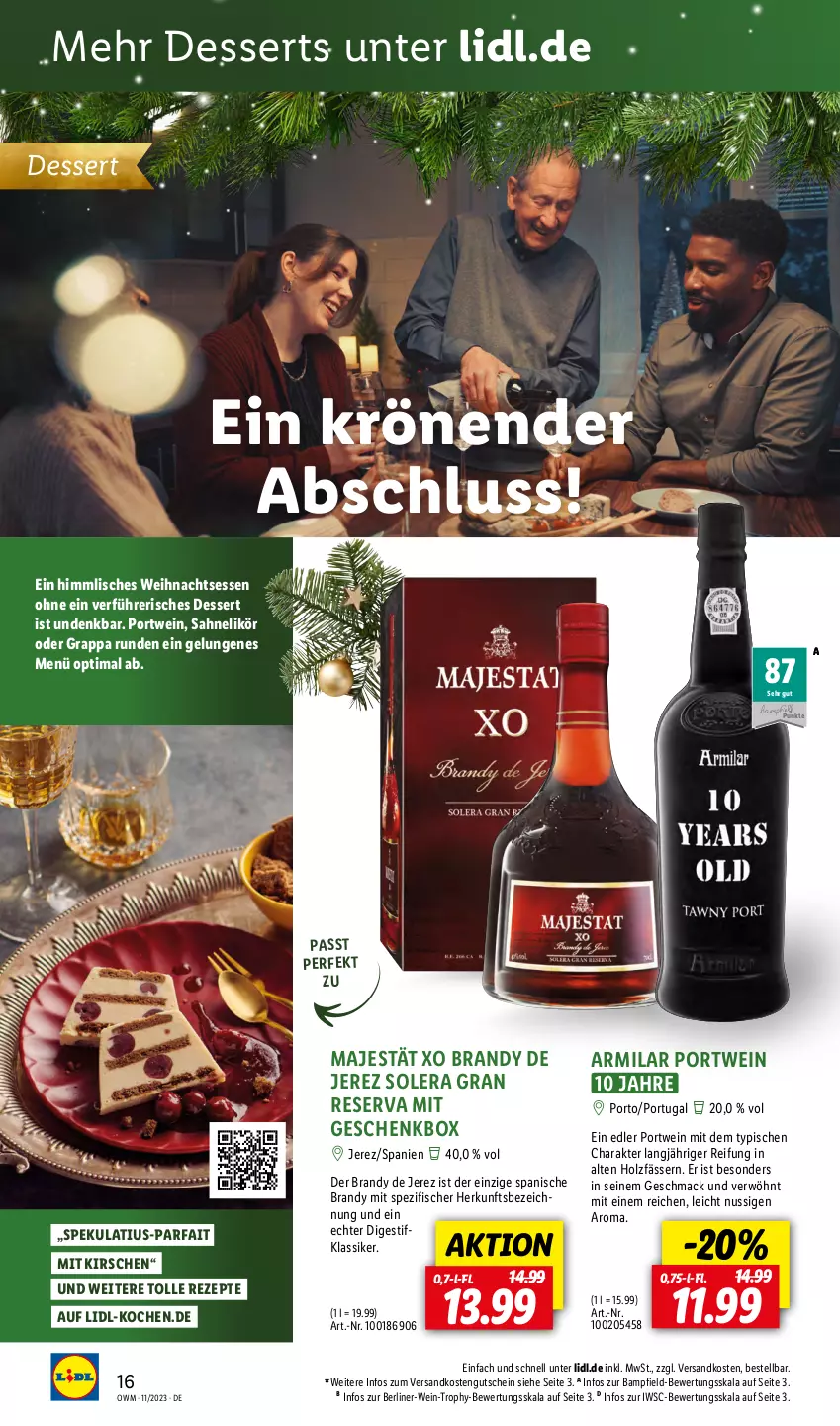 Aktueller Prospekt Lidl - Highlights in der Weinwelt - von 01.11 bis 30.11.2023 - strona 16 - produkty: berliner, dessert, desserts, fisch, fische, Fischer, Geschenkbox, grappa, gutschein, Holz, kirsch, kirsche, kirschen, likör, mac, ndk, nuss, Portwein, rezept, rezepte, sahne, Spezi, Ti, wein