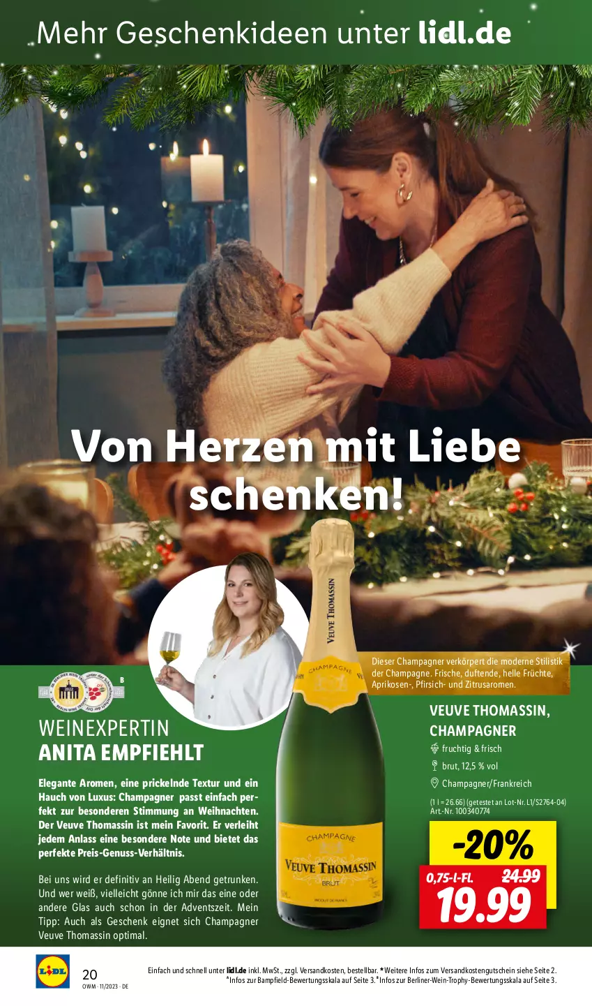 Aktueller Prospekt Lidl - Highlights in der Weinwelt - von 01.11 bis 30.11.2023 - strona 20 - produkty: an weihnachten, aprikose, aprikosen, berliner, brut, champagne, champagner, eis, elle, frucht, früchte, gutschein, Mode, ndk, nuss, pfirsich, reis, saro, Ti, weihnachten, wein, weine