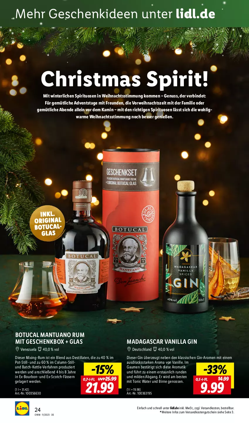 Aktueller Prospekt Lidl - Highlights in der Weinwelt - von 01.11 bis 30.11.2023 - strona 24 - produkty: bourbon, erde, Geschenkbox, gin, gutschein, Kamin, LG, ndk, nuss, rum, rwe, scotch, spirituosen, Ti, tonic, tonic water, tuc, vanille