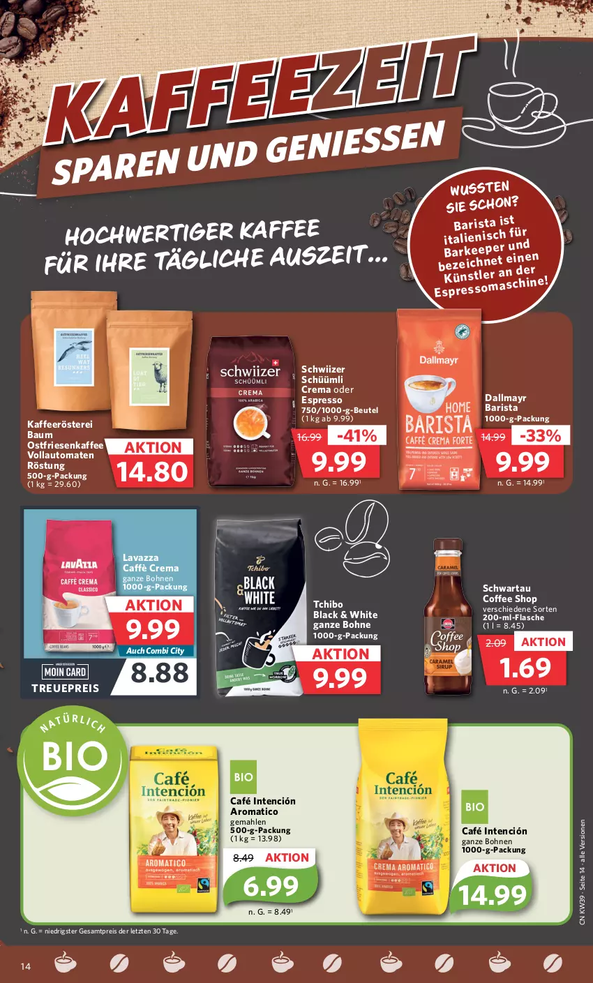 Aktueller Prospekt Combi - Prospekte - von 25.09 bis 30.09.2023 - strona 15 - produkty: auto, Bau, beutel, bohne, bohnen, caffè crema, dallmayr, eis, espresso, flasche, kaffee, lack, lavazza, oder espresso, reis, Schwartau, Tchibo, Ti, tomate, tomaten, vollautomaten, ZTE