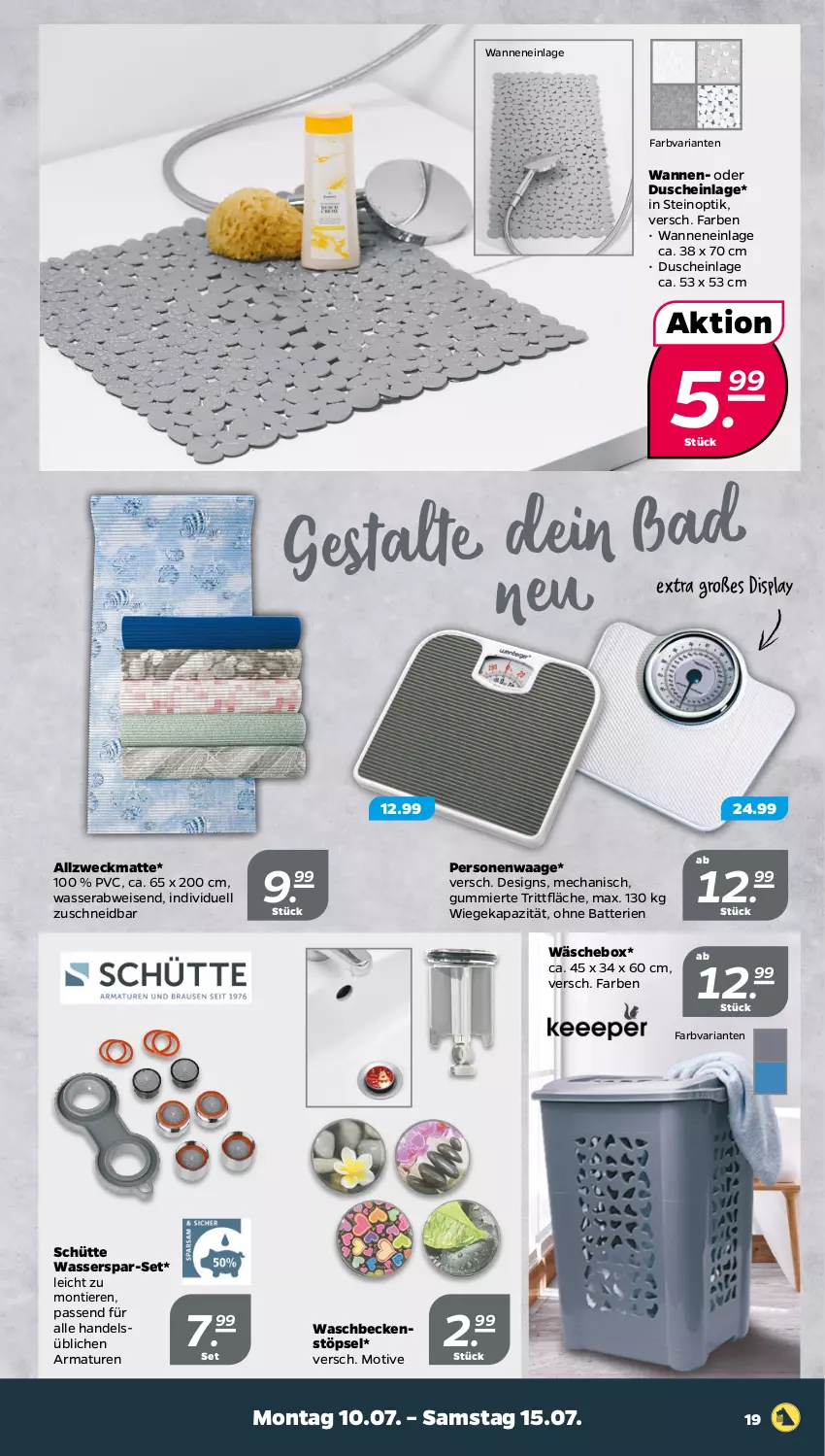 Aktueller Prospekt Netto - Woche 28 - von 10.07 bis 15.07.2023 - strona 19 - produkty: Allzweckmatte, armatur, armaturen, batterie, batterien, dusche, eis, passend für alle, Personenwaag, personenwaage, Ria, Ti, Tiere, Waage, Wanne, waschbecken, wasser, weck