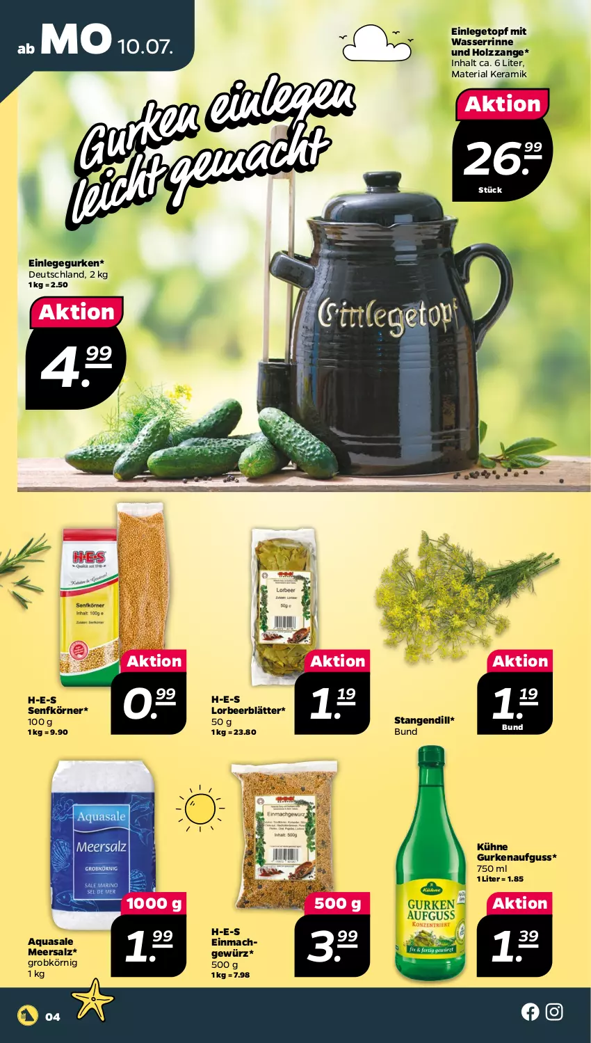 Aktueller Prospekt Netto - Woche 28 - von 10.07 bis 15.07.2023 - strona 4 - produkty: aqua, gewürz, gurke, gurken, Holz, Kühne, mac, meersalz, Ria, salz, senf, Ti, topf, wasser