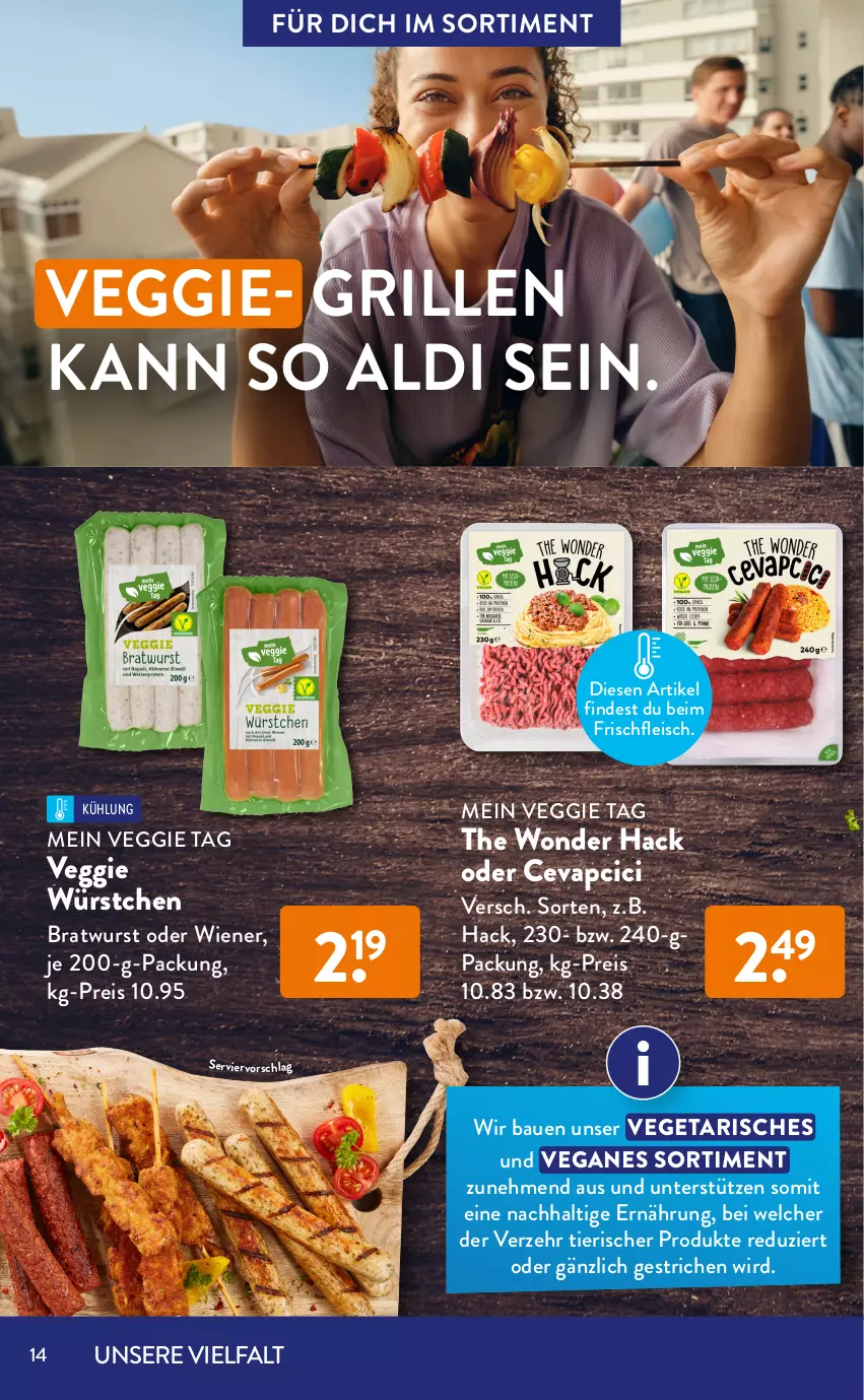 Aktueller Prospekt AldiSud - GRILLEN KANN SO ALDI SEIN. - von 01.07 bis 31.07.2022 - strona 14 - produkty: aldi, Bau, bratwurst, cevapcici, chorizo, curry, eis, fleisch, grill, ilag, joghur, joghurt, lamm, reis, rezept, spargel, spargel grün, Ti, Vegeta, veggie, wiener, wurst, würstchen, zitrone, zitronen