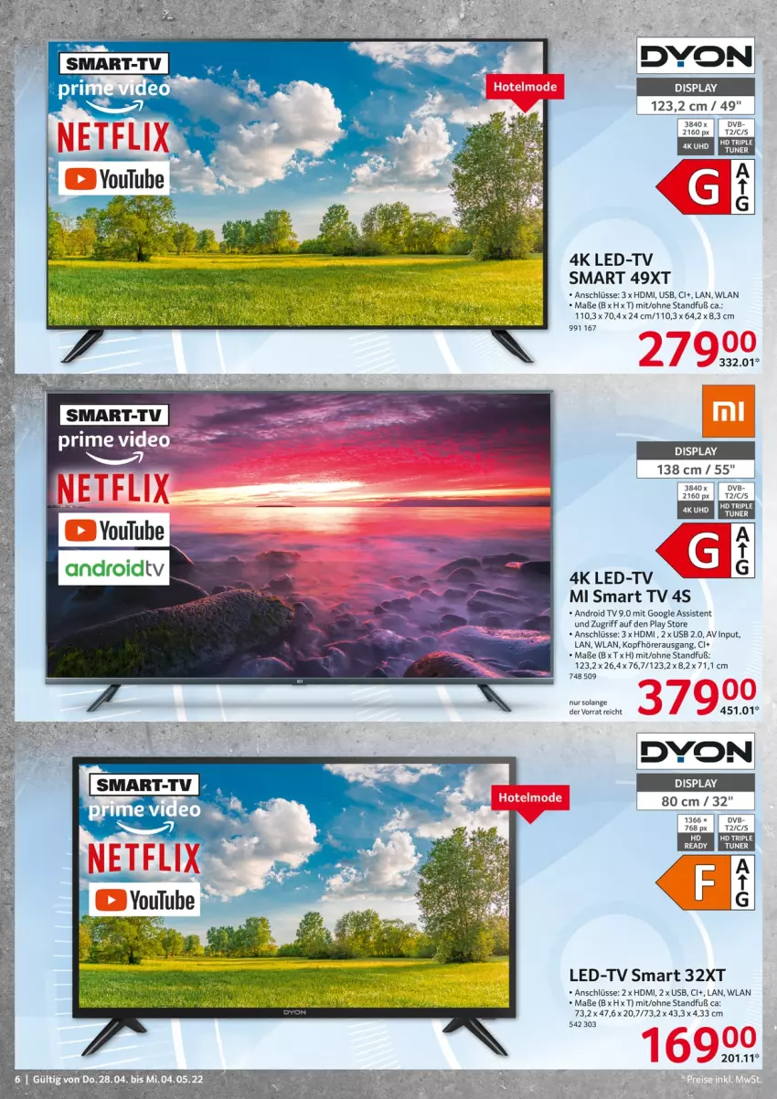 Aktueller Prospekt Selgros - Non Food - von 28.04 bis 04.05.2022 - strona 6 - produkty: Android TV, deo, HDMI, kopfhörer, smart tv, Ti, usb, Yo