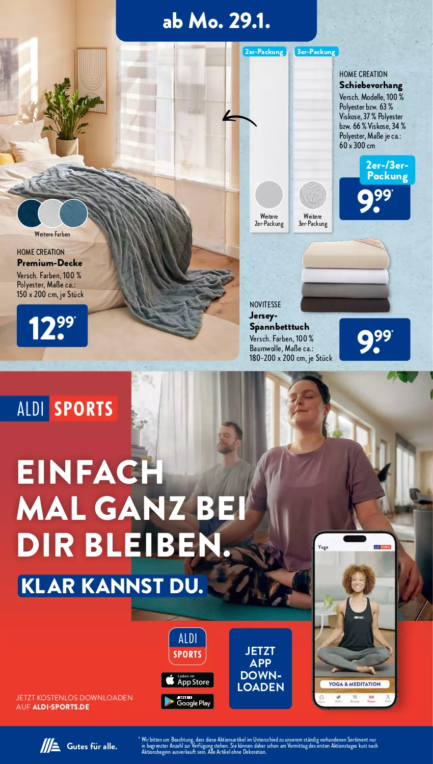 Aktueller Prospekt AldiSud - NÄCHSTE WOCHE - von 29.01 bis 03.02.2024 - strona 16 - produkty: aldi, alle artikel ohne dekoration, Bau, baumwolle, bett, Betttuch, decke, dekoration, dell, elle, gin, Mode, spannbetttuch, Sport, Ti, tuc, wolle, ZTE