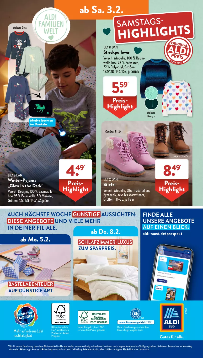 Aktueller Prospekt AldiSud - NÄCHSTE WOCHE - von 29.01 bis 03.02.2024 - strona 39 - produkty: aldi, alle artikel ohne dekoration, angebot, angebote, Bau, baumwolle, dekoration, dell, drucker, eis, elle, Engel, ente, gin, kerze, kleid, Kleidung, Leuchte, leuchten, Mode, papier, Pullover, Pyjama, reis, Ria, schlafzimmer, Strickpullover, Ti, wolle, ZTE