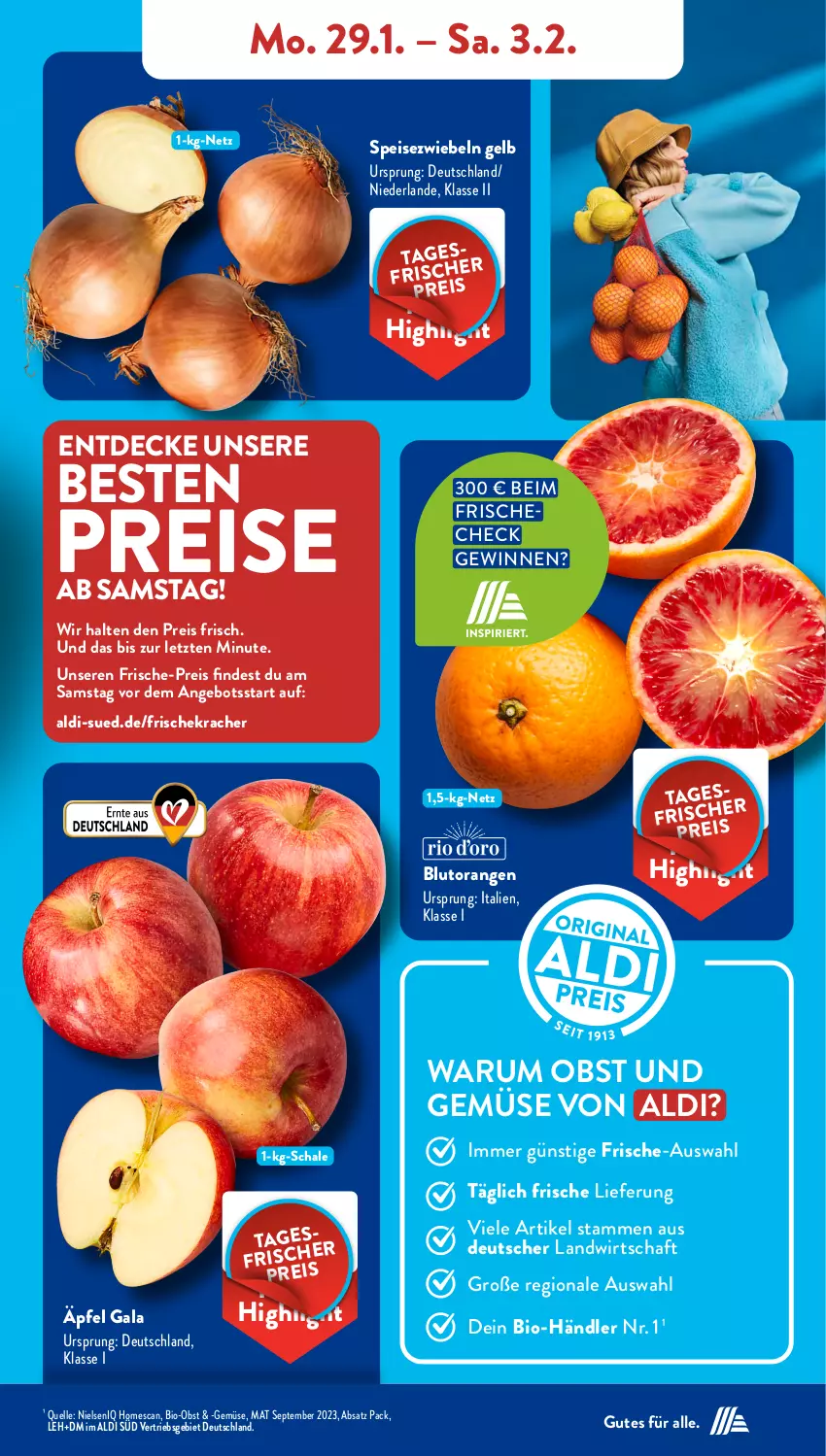 Aktueller Prospekt AldiSud - NÄCHSTE WOCHE - von 29.01 bis 03.02.2024 - strona 5 - produkty: aldi, angebot, bio, Bio-Obst, Blutorange, decke, eis, elle, kracher, obst, Obst und Gemüse, orange, orangen, reis, rum, Schal, Schale, Speisezwiebeln, Ti, und gemüse, ZTE, zwiebel, zwiebeln