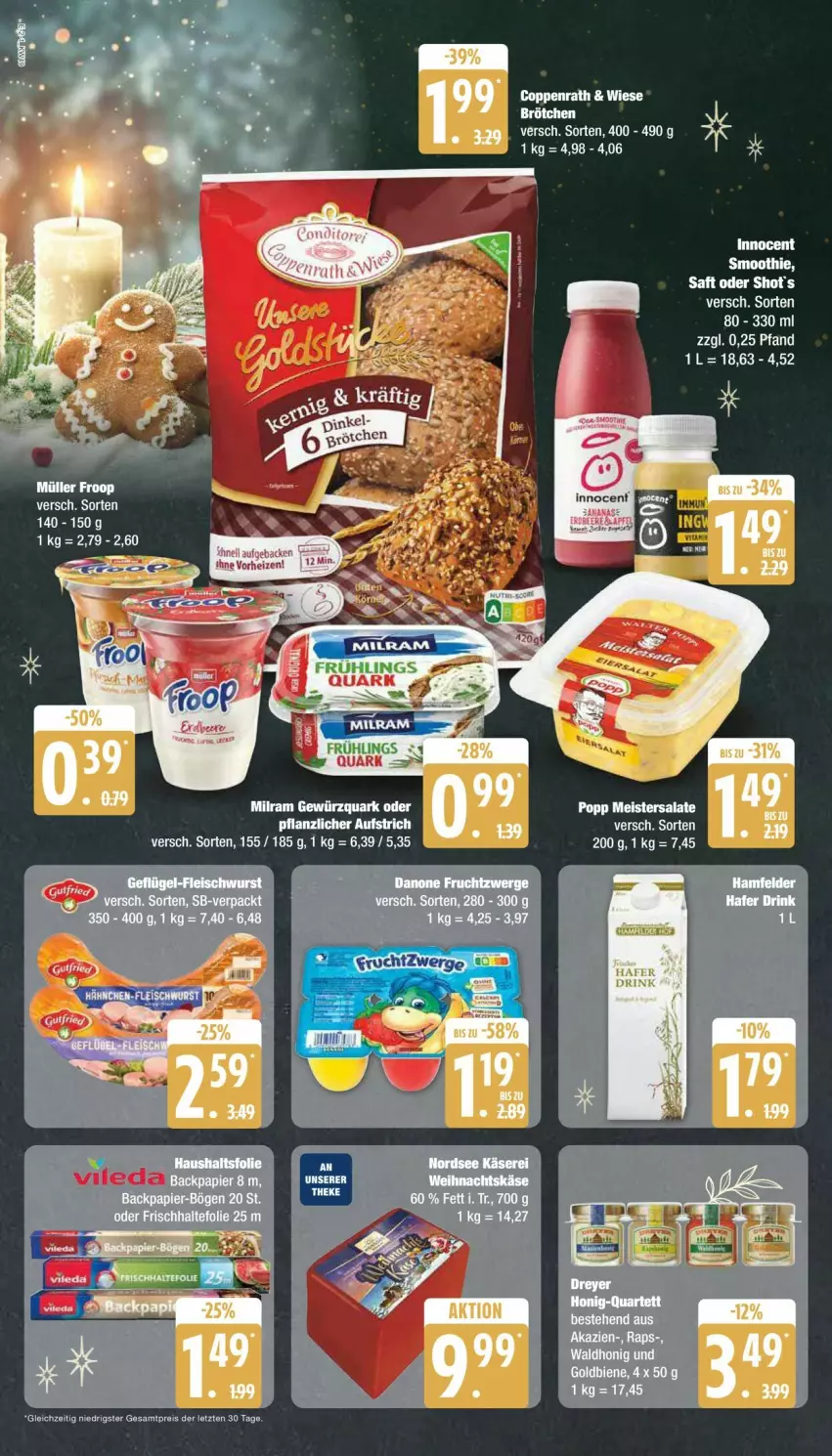 Aktueller Prospekt Edeka - Prospekte - von 02.12 bis 07.12.2024 - strona 2 - produkty: aufstrich, brötchen, coppenrath, eis, gewürz, gewürzquark, milram, quark, reis, smoothie, Ti, ZTE