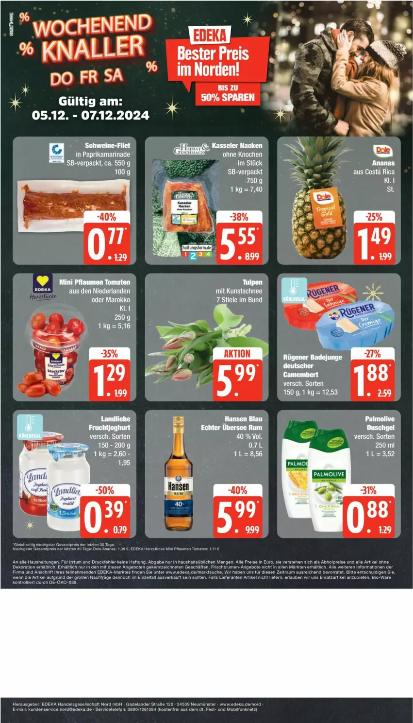 Aktueller Prospekt Edeka - Prospekte - von 02.12 bis 07.12.2024 - strona 24 - produkty: abholpreise, alle artikel ohne dekoration, ananas, angebot, angebote, Bad, bio, blume, blumen, deka, dekoration, eis, kasseler, marinade, paprika, pflaume, pflaumen, reis, Rügener, rügener badejunge, telefon, Ti, tomate, tomaten, trolli