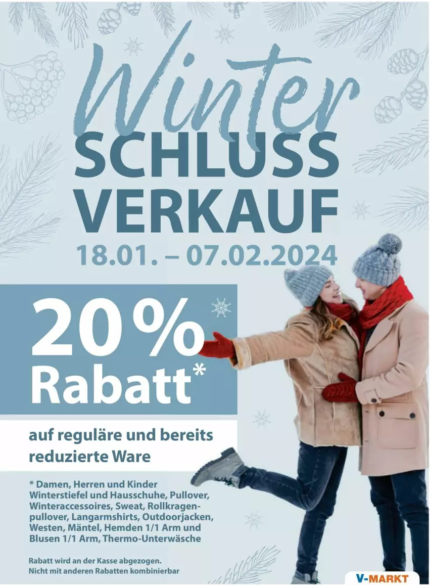 Aktueller Prospekt Vmarkt - Prospekte - von 25.01 bis 31.01.2024 - strona 17 - produkty: ACC, accessoires, bluse, Hausschuhe, hemd, hemden, Jacke, Kinder, Langarmshirt, Pullover, schuhe, shirt, shirts, Ti, Unterwäsche, Weste, Winterstiefel