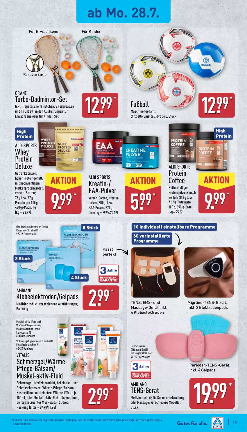 Aktueller Prospekt Aldi Nord - Von Montag - von 28.07 bis 02.08.2025 - strona 15 - produkty: aldi, ambia, Bad, ball, balsam, dell, dittmann, eis, Eisenbahn, Elektro, elle, Fußball, getränk, getränke, getränkepulver, gin, Kinder, kosmetik, medizinprodukt, mint, Mode, natur, natura, Ria, Sport, Tasche, Ti, tragetasche, vita, vitalis, ZTE
