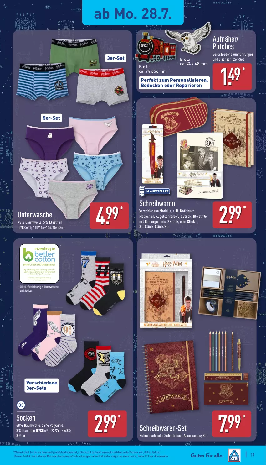 Aktueller Prospekt Aldi Nord - Von Montag - von 28.07 bis 02.08.2025 - strona 17 - produkty: ACC, accessoires, Bau, baumwolle, bett, Bleistift, bleistifte, buch, decke, dell, eis, elle, Kugel, kugelschreiber, Mode, Persona, Radiergummi, rwe, Schlafanzüge, schreibtisch, schreibwaren, socken, stifte, teller, Ti, tisch, Unterwäsche, wolle