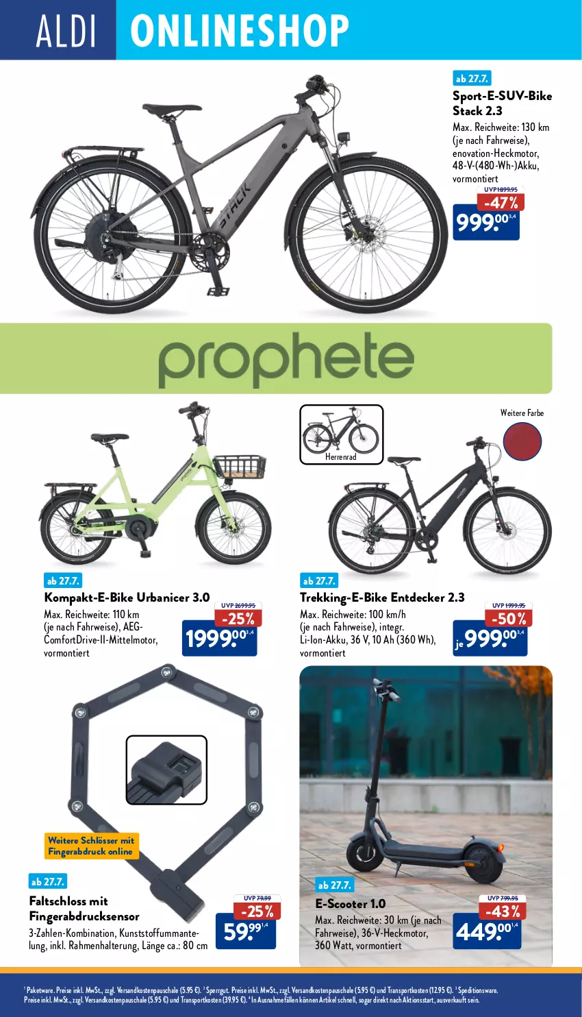 Aktueller Prospekt Aldi Nord - Von Montag - von 28.07 bis 02.08.2025 - strona 34 - produkty: aeg, akku, decke, E-Bike, eis, Faltschloss, fingerabdrucksensor, li-ion-akku, Mantel, ndk, reis, rwe, Schal, Schale, scooter, Sport, Ti