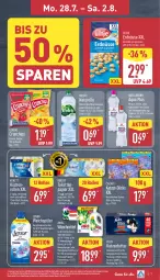 Gazetka promocyjna Aldi Nord - Von Montag - Gazetka - ważna od 02.08 do 02.08.2025 - strona 7 - produkty: alleinfuttermittel, Alwa, aqua, ariel, ariel waschmittel, beutel, brut, chips, crunchips, eis, Elektro, elle, erdnüsse, felix, flasche, HP, katzenfutter, küche, Küchen, küchenrolle, küchenrollen, Laufen, lenor, lenor weichspüler, lorenz, lorenz crunchips, mineralwasser, natur, natürliches mineralwasser, papier, Pods, Quellbrunn, rel, salz, teller, Ti, ültje, ültje erdnüsse, volvic, waschmittel, wasser, weichspüler, zucker