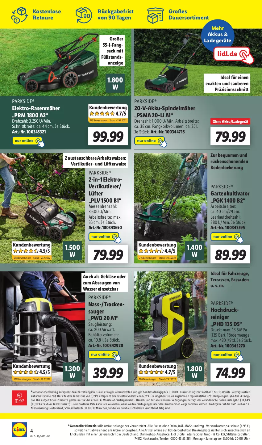 Aktueller Prospekt Lidl - Wochen-Highlights im Onlineshop - von 15.08 bis 21.08.2022 - strona 8 - produkty: akku, angebot, angebote, auer, aust, Behälter, Brei, eis, Elektro, elektro-rasenmäher, elle, erde, Garten, hochdruckreiniger, korb, ladegerät, messer, ndk, Parkside, rasen, rasenmäher, reiniger, reis, rel, sac, Schal, Schale, Spindelmäher, telefon, Ti, Tiere, Trockensauger, uhr, wasser