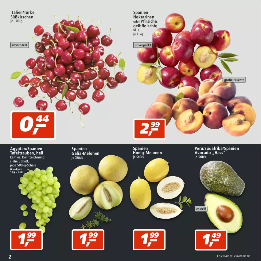 Aktueller Prospekt Real - von 04.07 bis 09.07.2022 - strona 2 - produkty: avocado, eis, fleisch, früchte, Galia-melone, honig, kirsch, kirsche, kirschen, melone, melonen, Nektar, nektarinen, nektarinen oder, oder pfirsiche, pfirsich, pfirsiche, reis, Schal, Schale, tafeltrauben, Ti, trauben