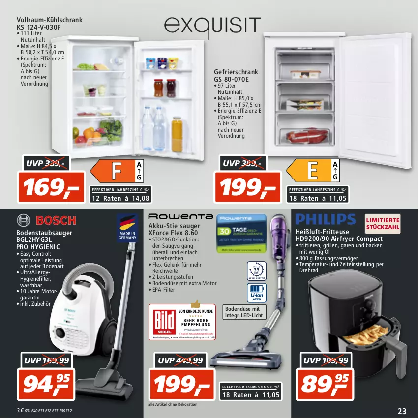 Aktueller Prospekt Real - von 04.07 bis 09.07.2022 - strona 23 - produkty: Airfryer, akku, alle artikel ohne dekoration, bodenstaubsauger, dekoration, eis, fritteuse, gefrierschrank, grill, hygienefilter, kühlschrank, led-licht, rum, Schrank, Spektrum, staubsauger, Stielsauger, Ti, Tiere