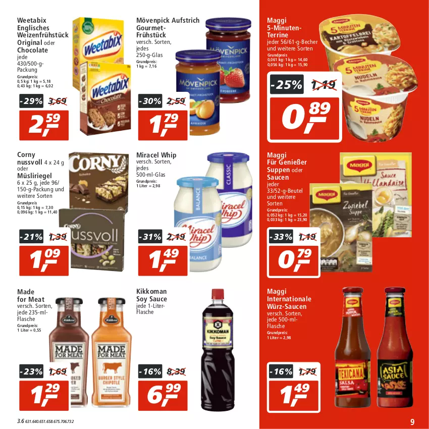 Aktueller Prospekt Real - von 04.07 bis 09.07.2022 - strona 9 - produkty: aufstrich, Becher, beutel, cola, corny, eis, ente, flasche, gin, kikkoman, maggi, miracel, miracel whip, mövenpick, müsli, Müsliriegel, nuss, reis, riegel, sauce, saucen, suppe, suppen, terrine, Ti