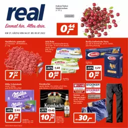 Gazetka promocyjna Real - Gazetka - ważna od 09.07 do 09.07.2022 - strona 1 - produkty: arla, arla buko, barilla, Buko, dell, eis, elle, fleisch, frischkäse, frischkäsezubereitung, hackfleisch, hartweizen, herren-jeans, italienische pasta, jeans, Käse, kirsch, kirsche, kirschen, krombache, krombacher, milka, milka schokolade, Mode, pasta, reis, rind, rindfleisch, schoko, schokolade, schwein, schweine, Spiele, Ti, wein, weine