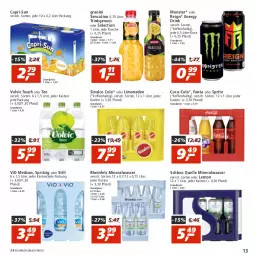 Gazetka promocyjna Real - Gazetka - ważna od 09.07 do 09.07.2022 - strona 13 - produkty: Alwa, Cap, capri-sun, coca-cola, cola, drink, eis, elle, energy drink, fanta, fanta oder, fanta oder sprite, flasche, granini, limo, limonade, limonaden, mineralwasser, monster, nuss, oder sprite, reis, sinalco, sprite, tee, Ti, volvic, wasser