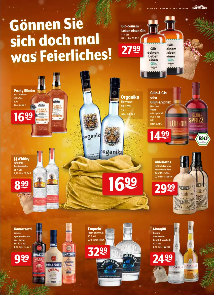 Aktueller Prospekt Getraenke Hoffmann - Prospekte - von 06.12 bis 18.12.2021 - strona 9 - produkty: altenburger, amaro, aperitivo rosato, bier, bio, burger, chia, dry gin, eier, elle, erdinger, getränk, gin, grappa, heineken, irish whiskey, isana, J.J Whitley, lion, mais, pils, premium pils, rama, ramazzott, ramazzotti, Ria, rosato, rum, sac, sana, Sprizz, Ti, usb, vodka, weihnachten, whiskey, zott