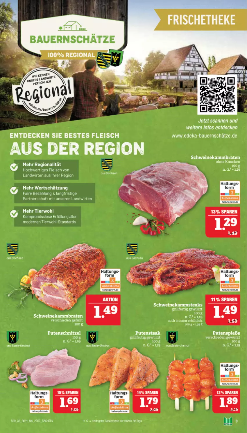 Aktueller Prospekt Marktkauf - Prospekt - von 01.09 bis 07.09.2024 - strona 11 - produkty: auer, Bau, Bauer, braten, decke, deka, eier, eis, fleisch, gewürz, grill, Mode, pute, putenschnitzel, sac, schnitzel, schwein, schweine, steak, steaks, Ti, wein, weine