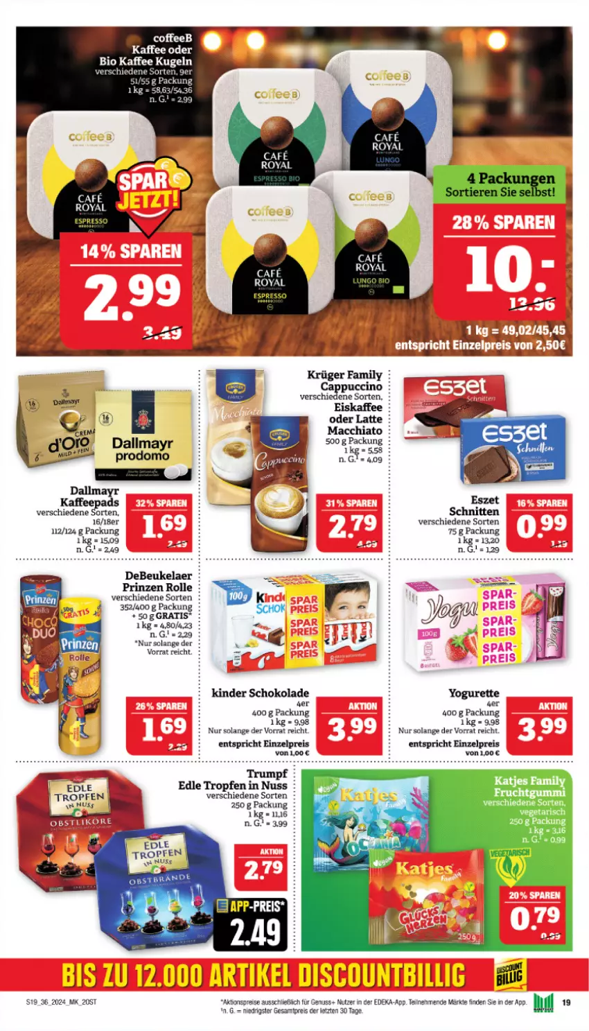 Aktueller Prospekt Marktkauf - Prospekt - von 01.09 bis 07.09.2024 - strona 21 - produkty: ACC, aktionspreis, bio, Cap, cappuccino, chia, cin, dallmayr, debeukelaer, deka, eis, eiskaffee, espresso, kaffee, Kinder, kinder schokolade, krüger, Kugel, latte, mac, macchiato, nuss, prinzen rolle, prodomo, reis, rum, schnitten, schoko, schokolade, Ti, Yo, yogurette, ZTE