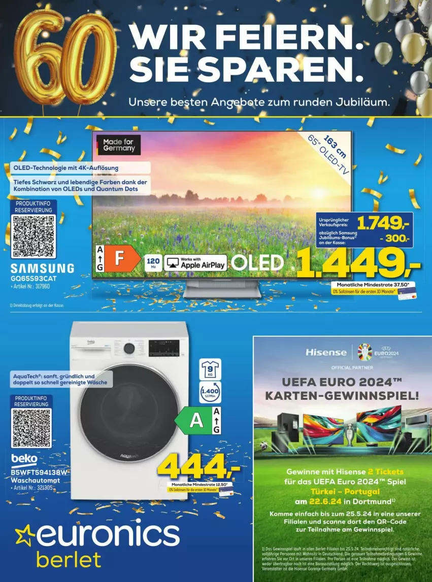 Aktueller Prospekt Euronics - Prospekte - von 18.05 bis 24.05.2024 - strona 1 - produkty: bett, cin, gewinnspiel, leds, LG, Ti