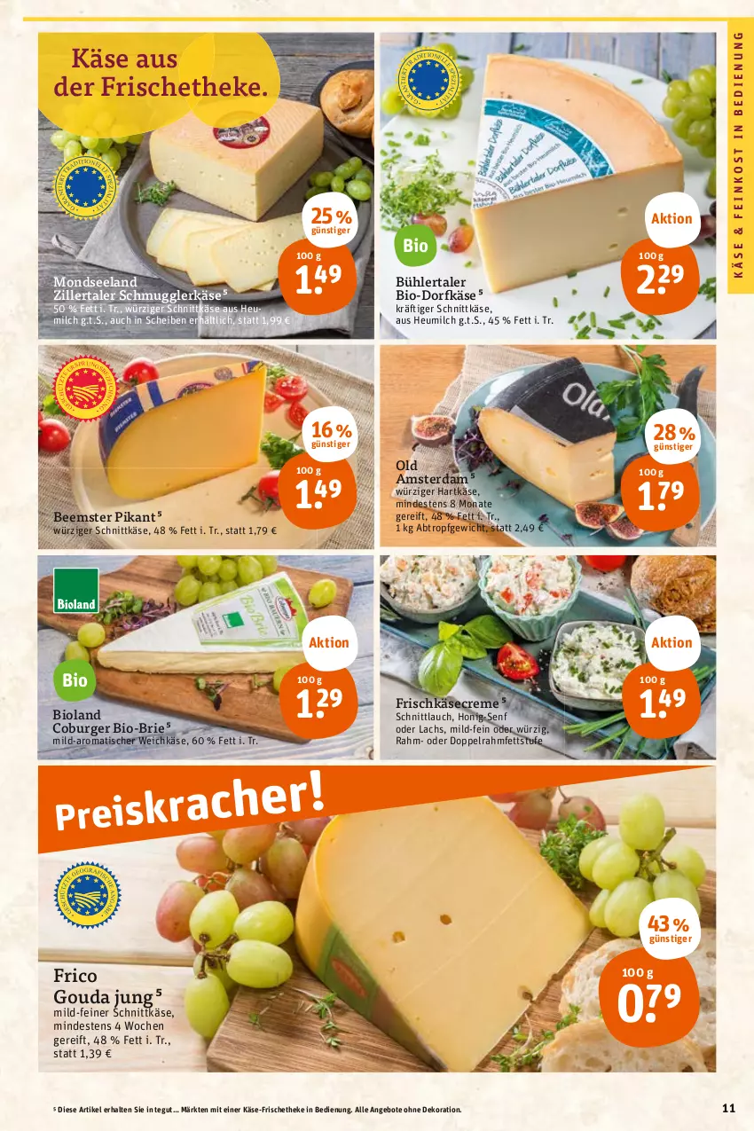 Aktueller Prospekt Tegut - Angebote der Woche - von 08.05 bis 13.05.2023 - strona 13 - produkty: angebot, angebote, Beemster, bio, bioland, brie, burger, creme, dekoration, Dorfkäse, Elan, feinkost, frico, frischkäse, gouda, gouda jung, hartkäse, Heu, heumilch, honig, Honig-Senf, Käse, lachs, milch, Old Amsterdam, schnittkäse, schnittlauch, senf, Ti, tisch, weichkäse, ZTE