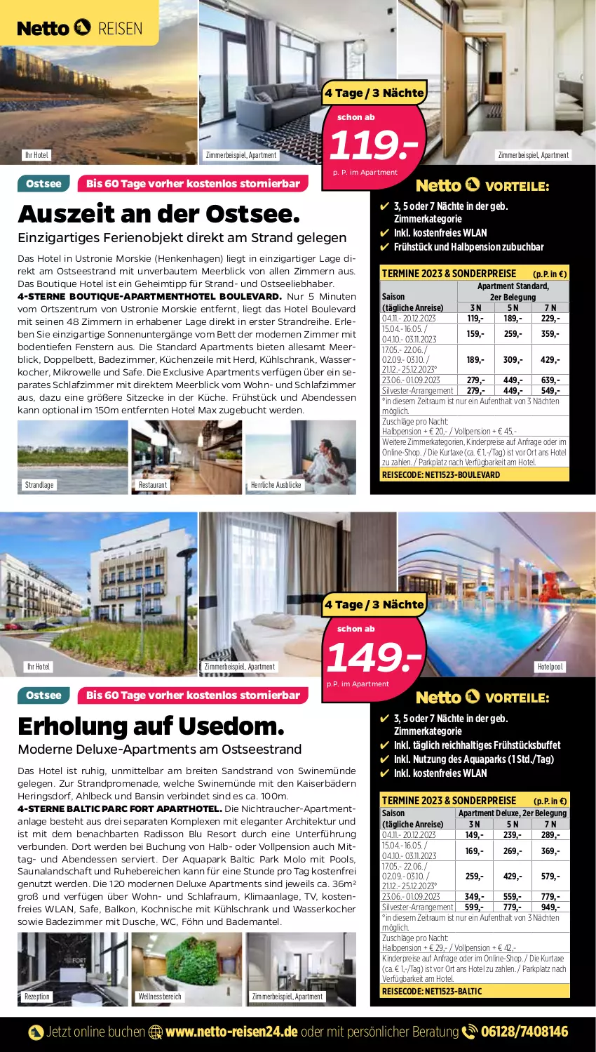 Aktueller Prospekt Netto - Woche 15 - von 10.04 bis 16.04.2023 - strona 2 - produkty: aqua, axe, Bad, Bademantel, Bau, bett, Brei, buch, dusche, eis, elle, erde, fenster, hering, Herings, Kaiser, Kinder, Kocher, küche, Küchen, Küchenzeile, kühlschrank, kurtaxe, Mantel, mikrowelle, Mode, pool, Rauch, reis, rezept, ring, rum, schlafzimmer, Schrank, Ti, usb, wasser, wasserkocher, wellnessbereich, zimmerbeispiel