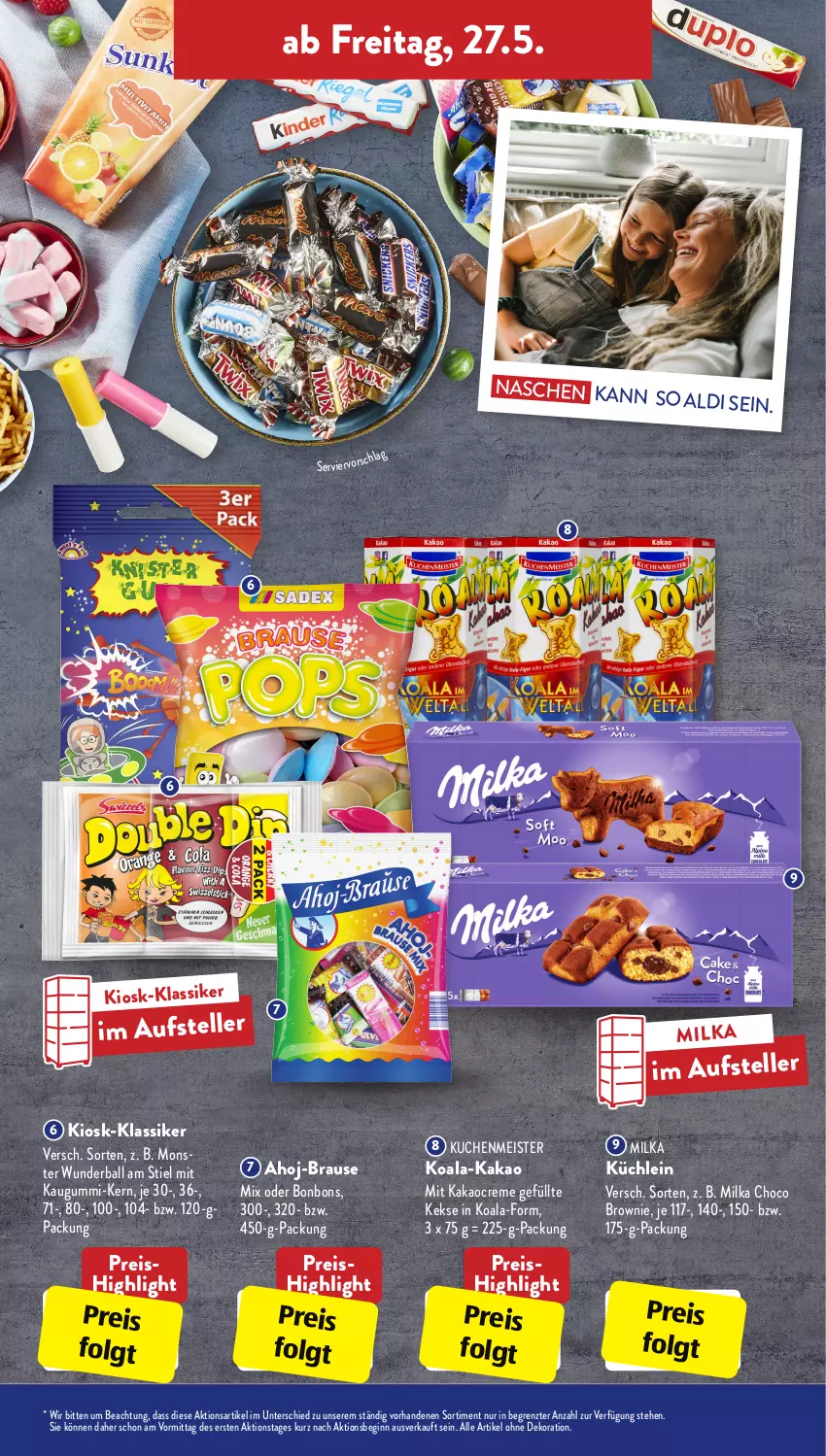 Aktueller Prospekt AldiSud - ALDI Aktuell - von 23.05 bis 28.05.2022 - strona 29 - produkty: ahoj-brause, aldi, alle artikel ohne dekoration, ball, bonbons, brause, brownie, creme, dekoration, eis, elle, gin, kakao, kaugummi, keks, kekse, kuchen, kuchenmeister, LG, Meister, milka, monster, reis, teller, Ti, ZTE