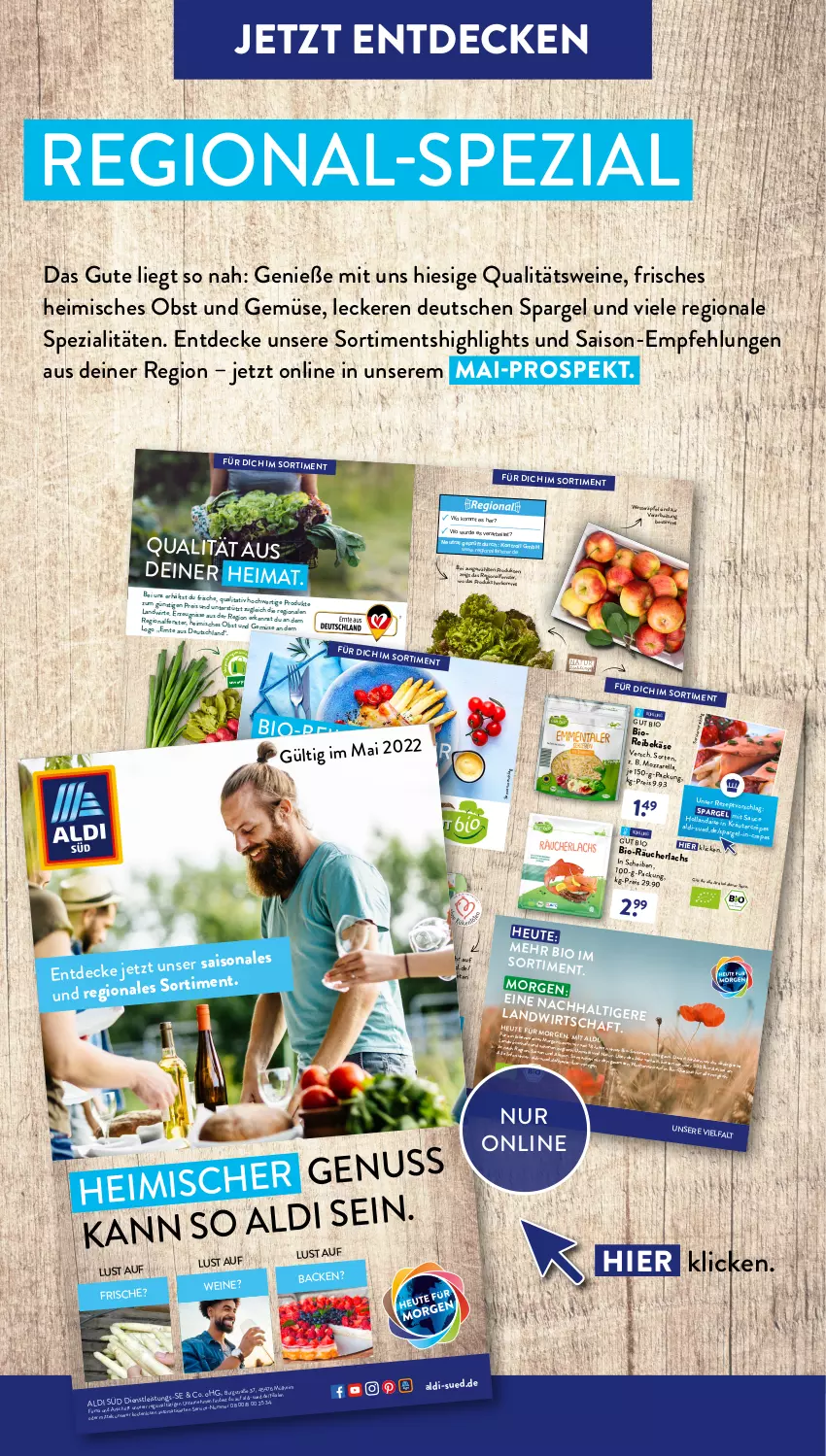 Aktueller Prospekt AldiSud - ALDI Aktuell - von 23.05 bis 28.05.2022 - strona 34 - produkty: aldi, aust, auto, Bau, bio, decke, eier, eis, elle, erde, fenster, Heu, Käse, kräuter, lachs, LG, mac, natur, nuss, obst, Obst und Gemüse, qualitätswein, qualitätsweine, Reibekäse, reis, rel, sauce, spargel, Spezi, Ti, und gemüse, wein, weine