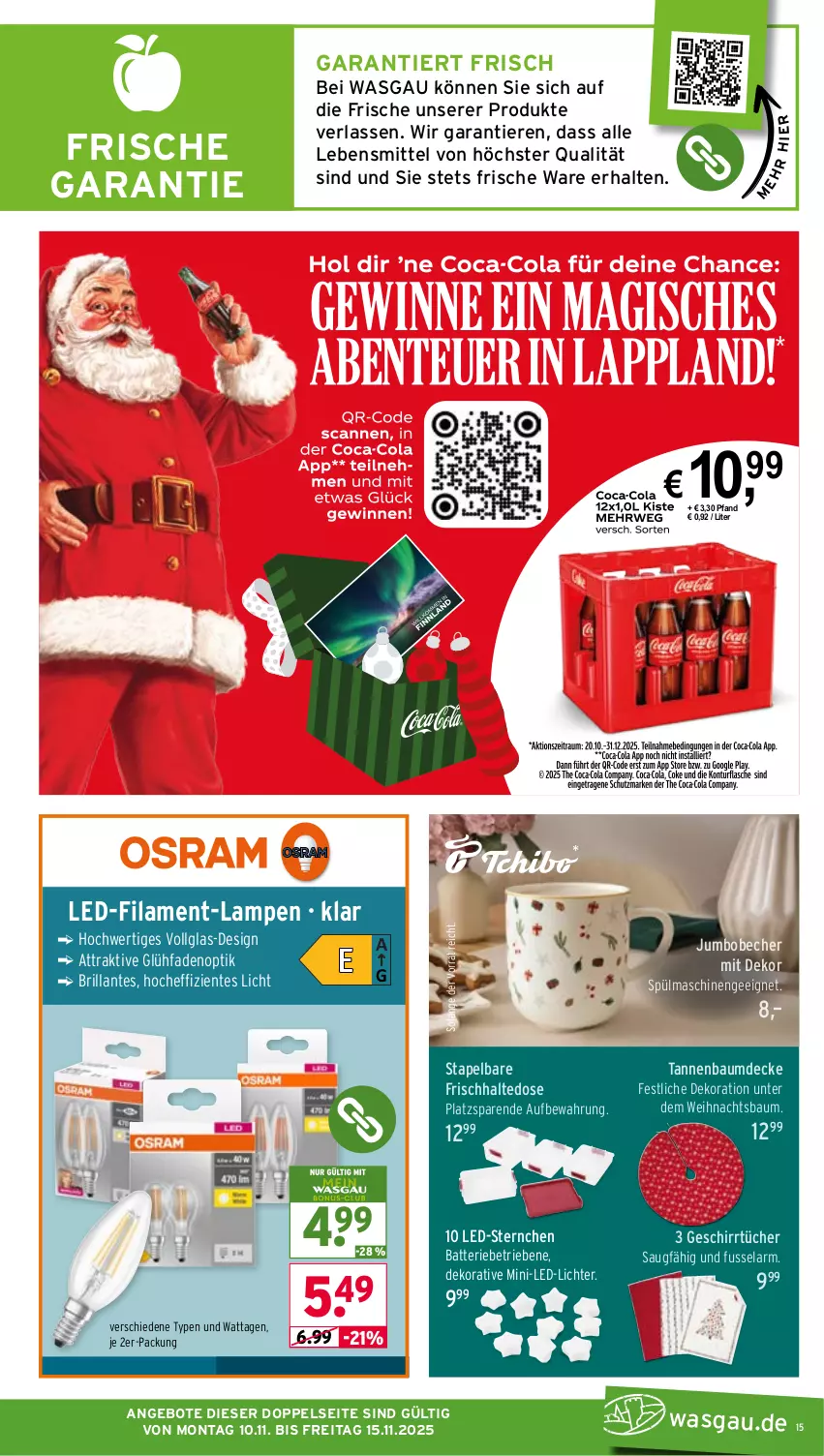 Aktueller Prospekt Wasgau - von 10.11 bis 15.11.2025 - strona 15 - produkty: angebot, angebote, batterie, Bau, Becher, decke, dekoration, ente, geschirr, geschirrtücher, jumbo, Lampe, lebensmittel, led-licht, LG, spülmaschinen, Tannenbaum, Ti, Tiere, tücher, Weihnachtsbaum
