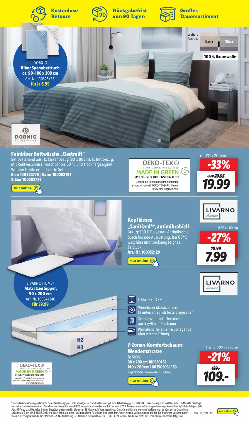 Aktueller Prospekt Lidl - Wochen-Highlights im Onlineshop - von 05.12 bis 11.12.2022 - strona 11 - produkty: auer, Bau, baumwolle, bett, Betttuch, bettwäsche, bio, eis, elle, erde, Ergee, hohenstein, kissen, Kissenbezug, kopfkissen, Liege, mab, matratze, matratzen, Matratzentopper, natur, ndk, reis, spannbetttuch, Ti, topper, Trockner, tuc, wendematratze, wolle