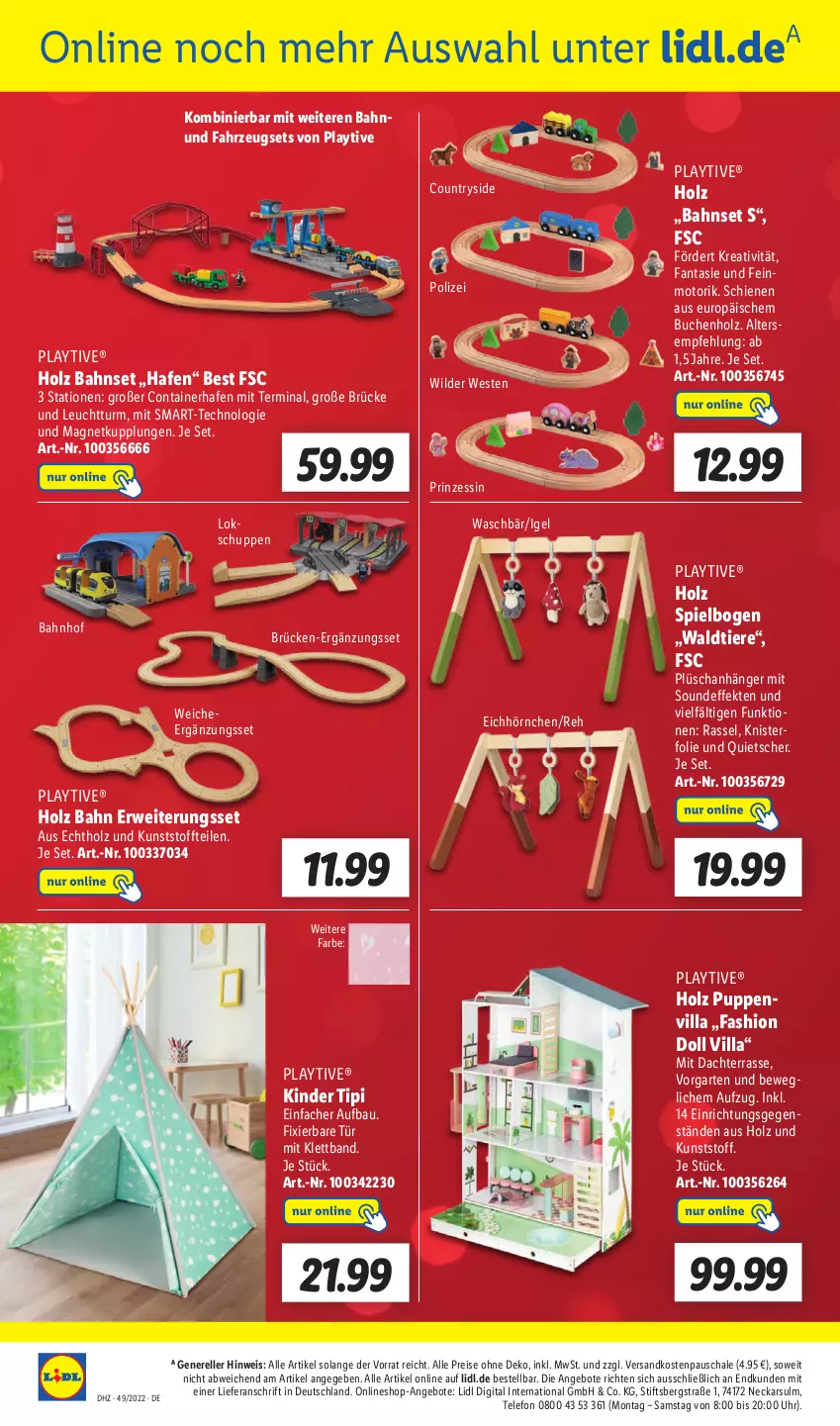 Aktueller Prospekt Lidl - Wochen-Highlights im Onlineshop - von 05.12 bis 11.12.2022 - strona 2 - produkty: angebot, angebote, Anhänger, Bau, buch, Container, eis, elle, fanta, Garten, Holz, hörnchen, Kinder, ndk, Plüsch, Puppe, reis, rel, rwe, Schal, Schale, telefon, Ti, Tiere, Tipi, uhr, Weste, Wild