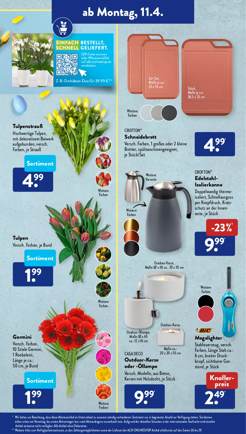 Aktueller Prospekt AldiSud - ALDI Aktuell - von 11.04 bis 16.04.2022 - strona 17 - produkty: aldi, alle artikel ohne dekoration, Brei, casa deco, Crofton, crofton®, decke, dekoration, dell, edelstahl, eis, elle, Feuerzeug, Germ, gin, Holz, isolierkanne, kerze, knallerpreis, Lampe, leine, Mode, orchidee, orchideen, pflanze, pflanzen, reis, Ria, schneidebrett, spülmaschinen, Ti, ZTE