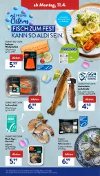 Gazetka promocyjna AldiSud - ALDI Aktuell - Gazetka - ważna od 16.04 do 16.04.2022 - strona 7 - produkty: aldi, aqua, aust, Austern, decke, eis, elle, filet, fisch, fische, Fischer, forelle, garnelen, lachs, lachsfilet, lack, messer, reis, rel, sauce, Schere, senf, Ti, Wild, wildlachs, zucchini