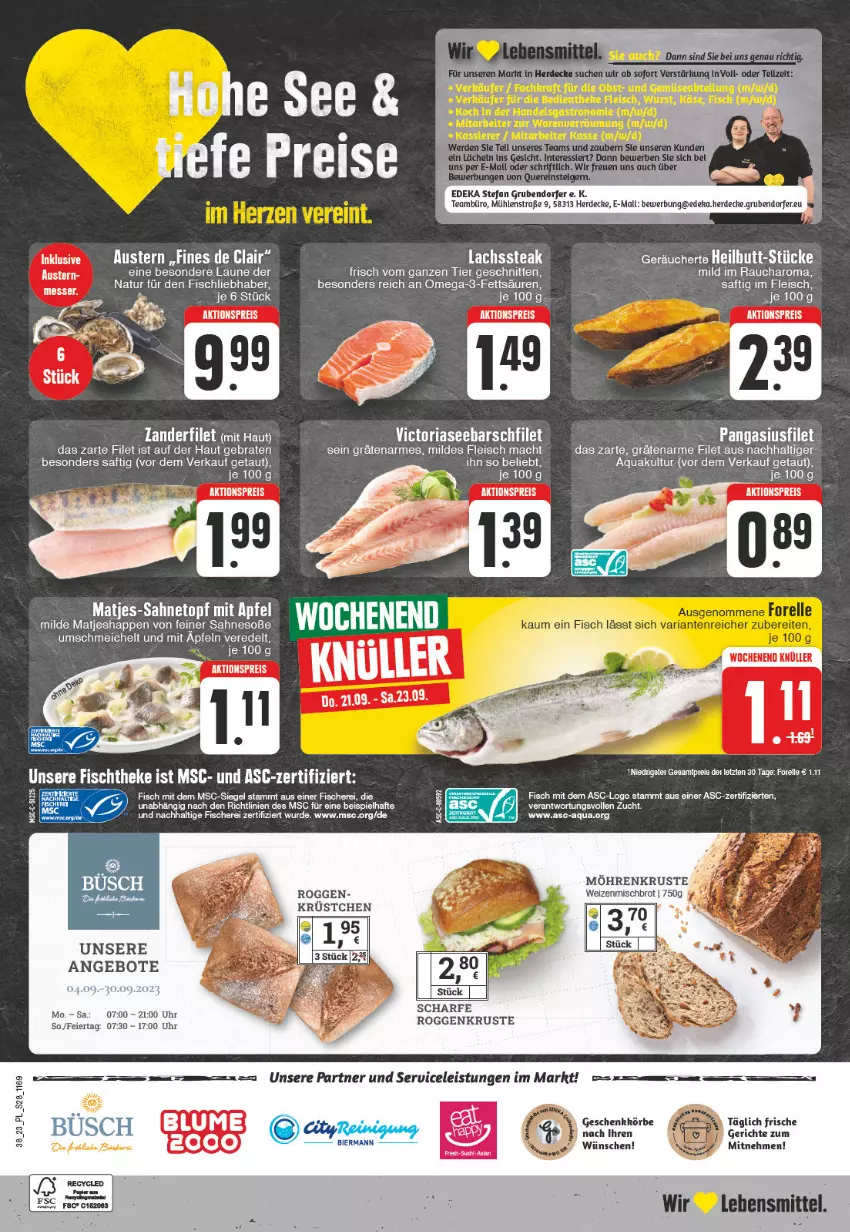 Aktueller Prospekt E Center - Angebote der Woche - von 18.09 bis 23.09.2023 - strona 28 - produkty: aktionspreis, angebot, angebote, apfel, aqua, aust, Austern, bier, bio, blume, braten, brot, deka, eier, eis, erde, filet, fisch, fische, Fischer, fischtheke, fleisch, lachs, lebensmittel, LG, mac, matjes, möhren, natur, omega, Omega-3, Rauch, reis, Ria, saft, sahne, Schere, schnitten, Soße, steak, Ti, topf, uhr, weizenmischbrot, Zander, Zelt