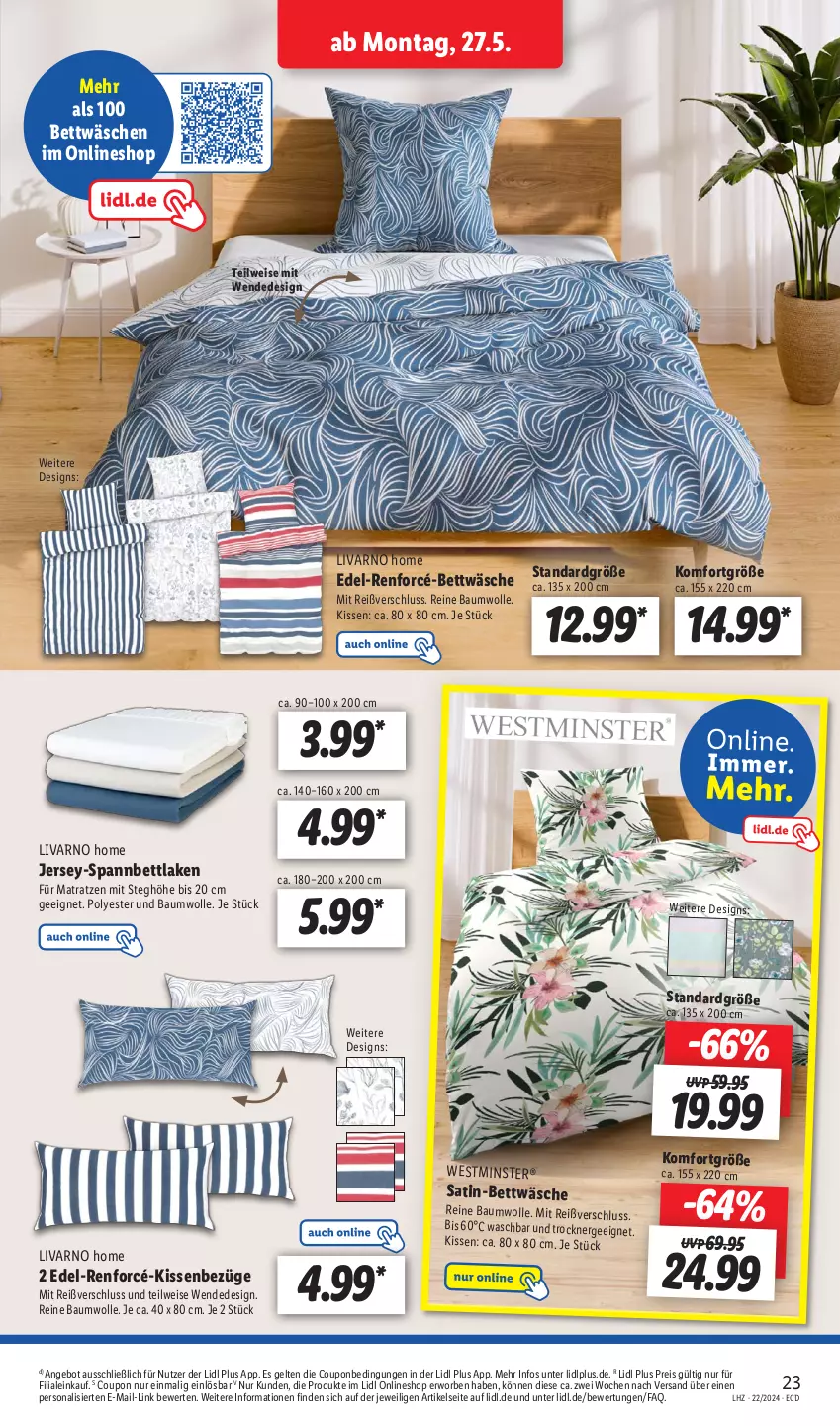 Aktueller Prospekt Lidl - Aktionsprospekt - von 27.05 bis 01.06.2024 - strona 29 - produkty: angebot, Bau, baumwolle, bett, bettwäsche, coupon, eis, Ergee, kissen, matratze, matratzen, Persona, reine baumwolle, reis, renforcé-bettwäsche, satin-bettwäsche, spannbettlaken, Ti, Trockner, wolle